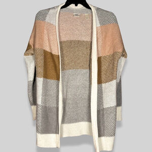 Daytrip Duster Cardigan Sweater Knit Flyaway Open Front Colorblock Multicolor XS